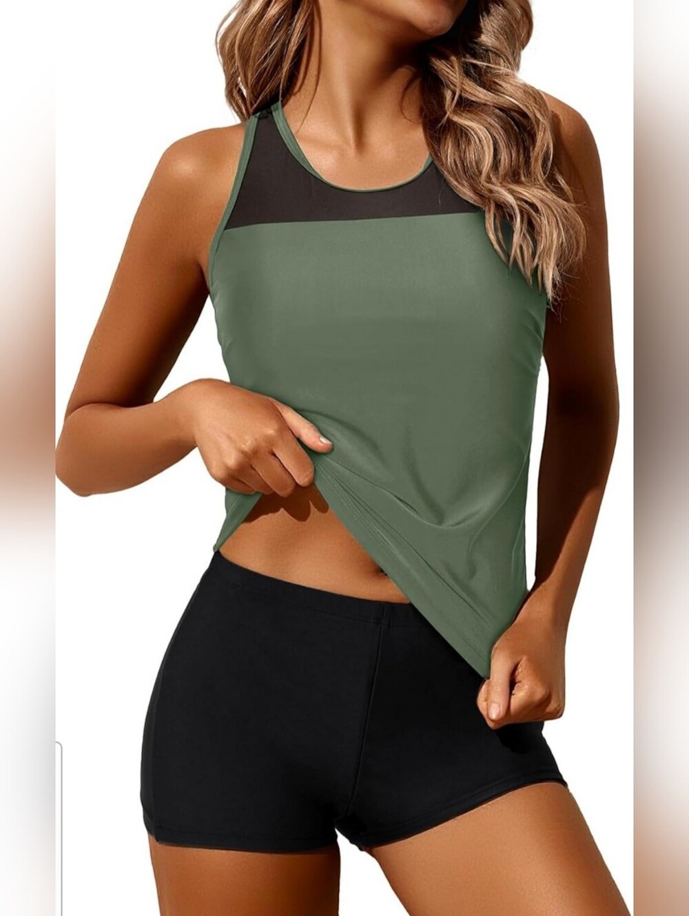 Army Green Tankini Swimsuit